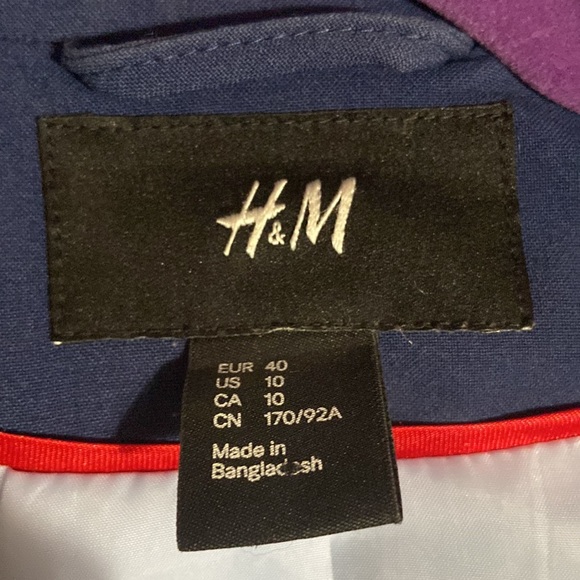 H&M Blue One Button Blazer Size: 10 - Picture 7 of 7